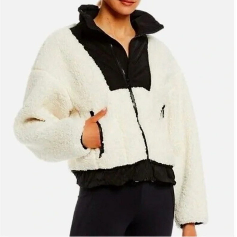 Antonio Melani‎ Active Faux Sherpa Color Block Banded Jacket Size XL Fleece NEW